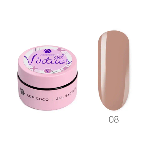 Жесткий гель для наращивания и укрепления Adricoco, Virtuos №8, 15 мл