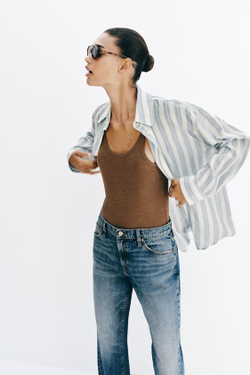 ZARA ОБЪЕМНАЯ РУБАШКА В ПОЛОСКУ, ПОЛОСКИ