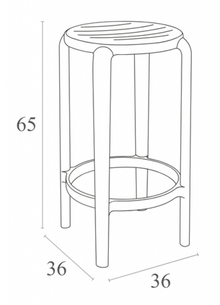 Табурет пластиковый полубарный Siesta Contract Tom Bar 65, бежевый