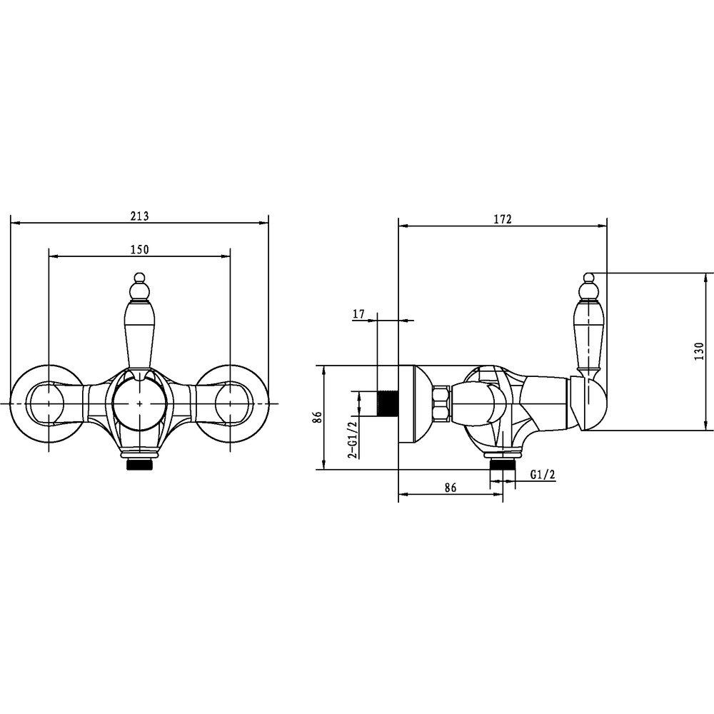 Смеситель для душа Boheme Tradizionale Nero 244 хром