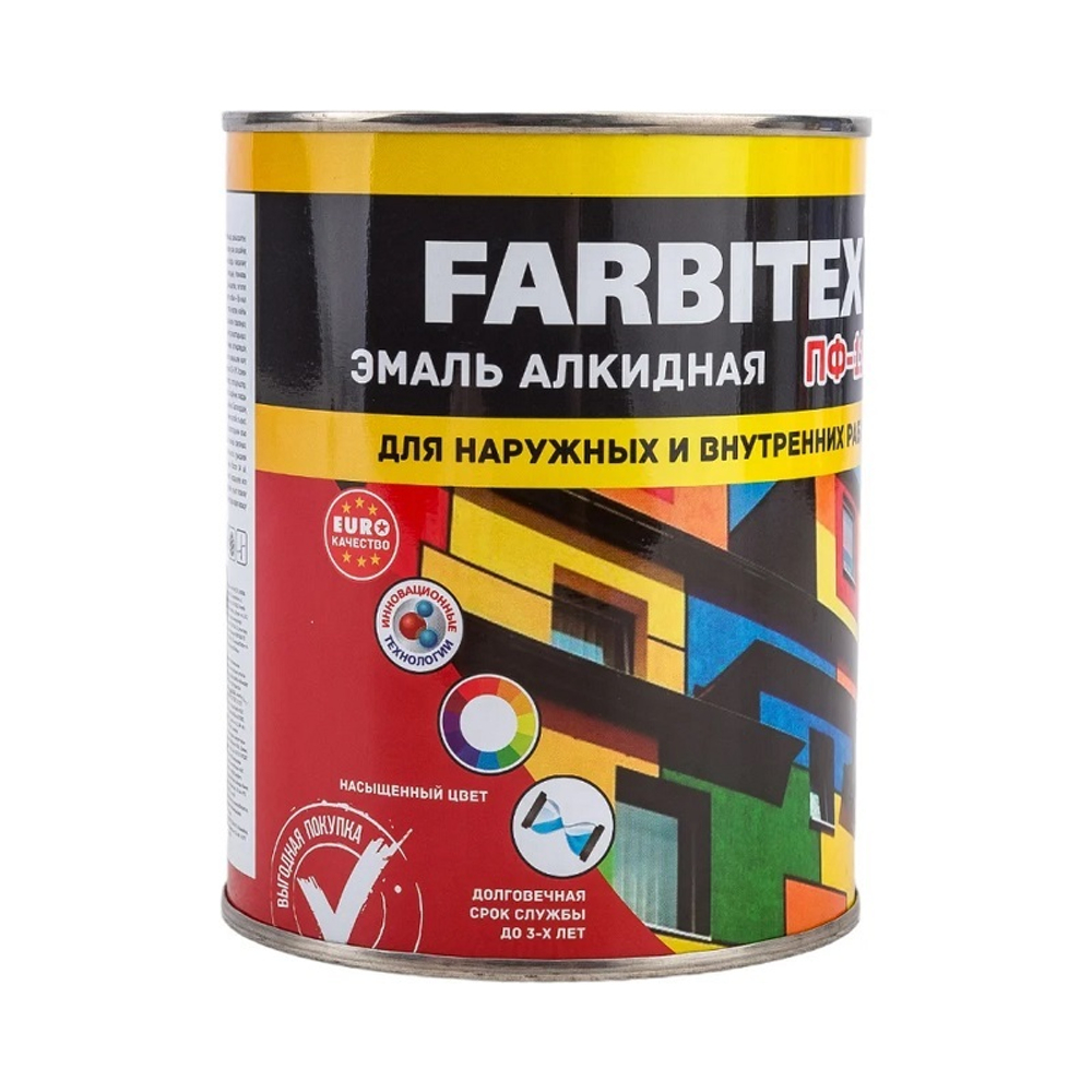 Эмаль ПФ-115 красная FARBITEX 0,8 кг