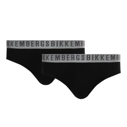 Мужские трусы брифы черные набор 2 в 1 Bikkembergs SILVER BKK1USP11BI/2