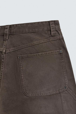 ZARA БРЮКИ КАРГО С БРЫЗГАМИ, КОРИЧНЕВЫЙ