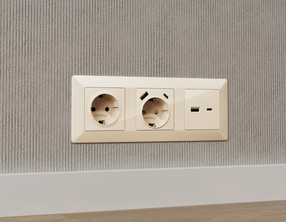 MA306010 Комплект механизма электрической розетки ALFA Бежевый глянец с/з на винтовых зажимах QUANT (AP3060, VM141)