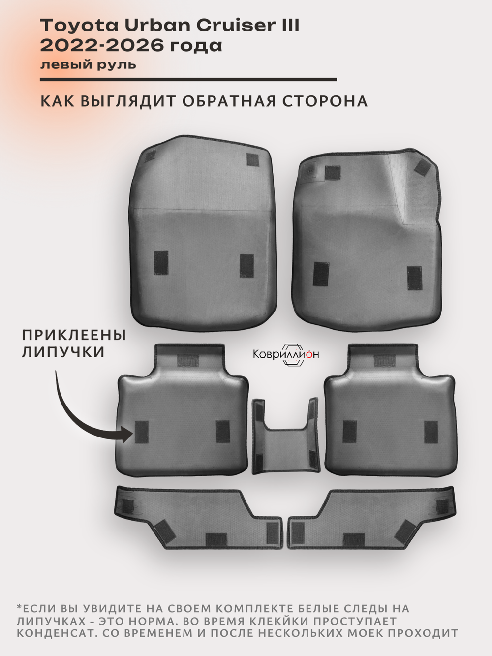 Автомобильные коврики ЭВА с бортами для Toyota Urban Cruiser III (22-26г.) левый руль