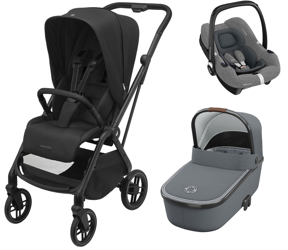 Детская коляска Maxi-Cosi Leona2 Oria 3 в 1 с автокреслом CabrioFix Select grey 1204390110 Twillic Black/1507050110 Essential Grey