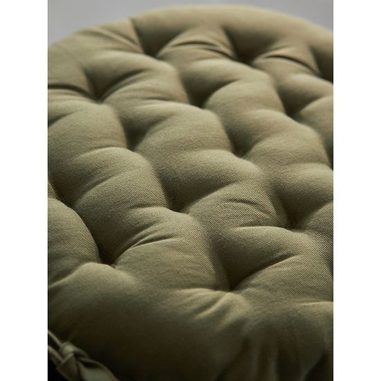 Подушка на стул круглая из хлопка оливкового цвета из коллекции essential, 35 см