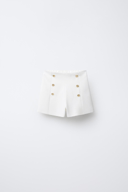 ZARA БЕРМУДЫ В МОРСКОМ СТИЛЕ, ЖЕЛТОВАТО-БЕЛЫЙ