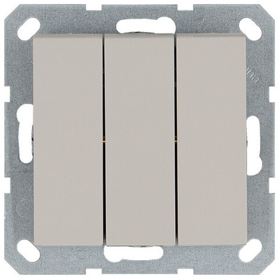 Выключатель трехклавишный 10A 250V~ с накладкой, цвет Тауп