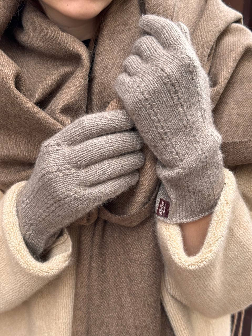 Женские перчатки из 100% кашемира (Dark Brown)