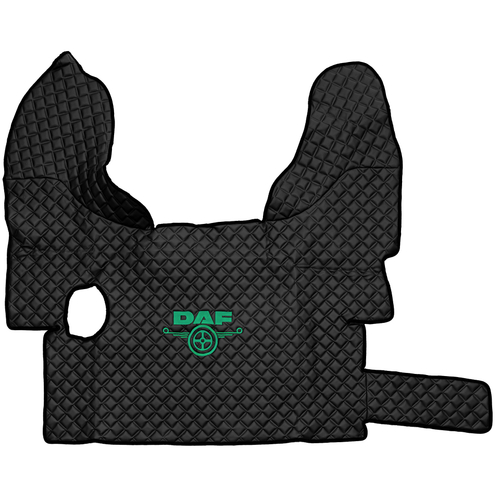 Ковры Daf XF-105 с 2006 года (механика) (экокожа, черный, черный кант, зеленая вышивка)