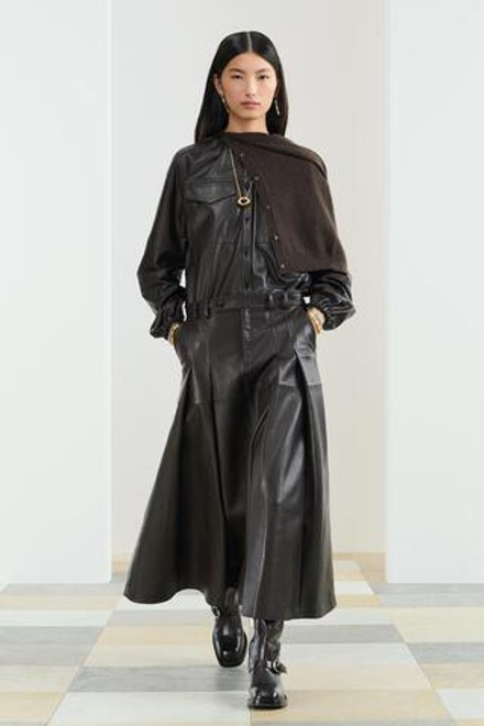 ZARA КОЖАНАЯ ЮБКА МИДИ, ШОКОЛАДНЫЙ