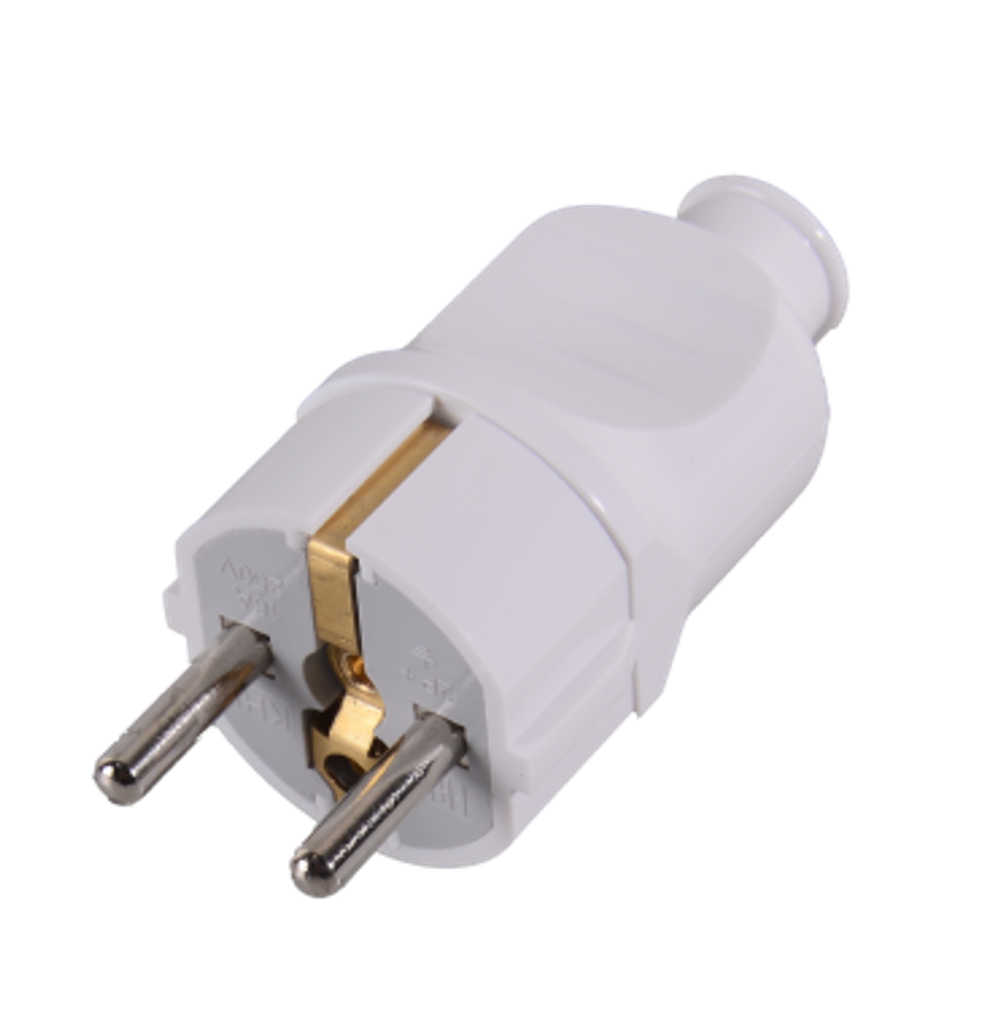 Вилка прямая с/з, белая 16А 250В Вихрь