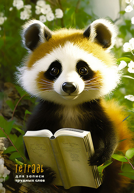 Тетрадь д/записи трудных слов А5 64л, скоба "Любознательный зверек", высечка русского алфавита