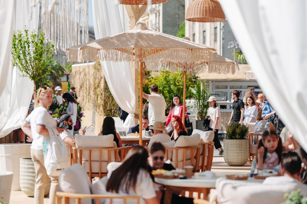 Зонт садовый плетеный Ø2.5 м Tagliamento Boho Macrame, натуральный