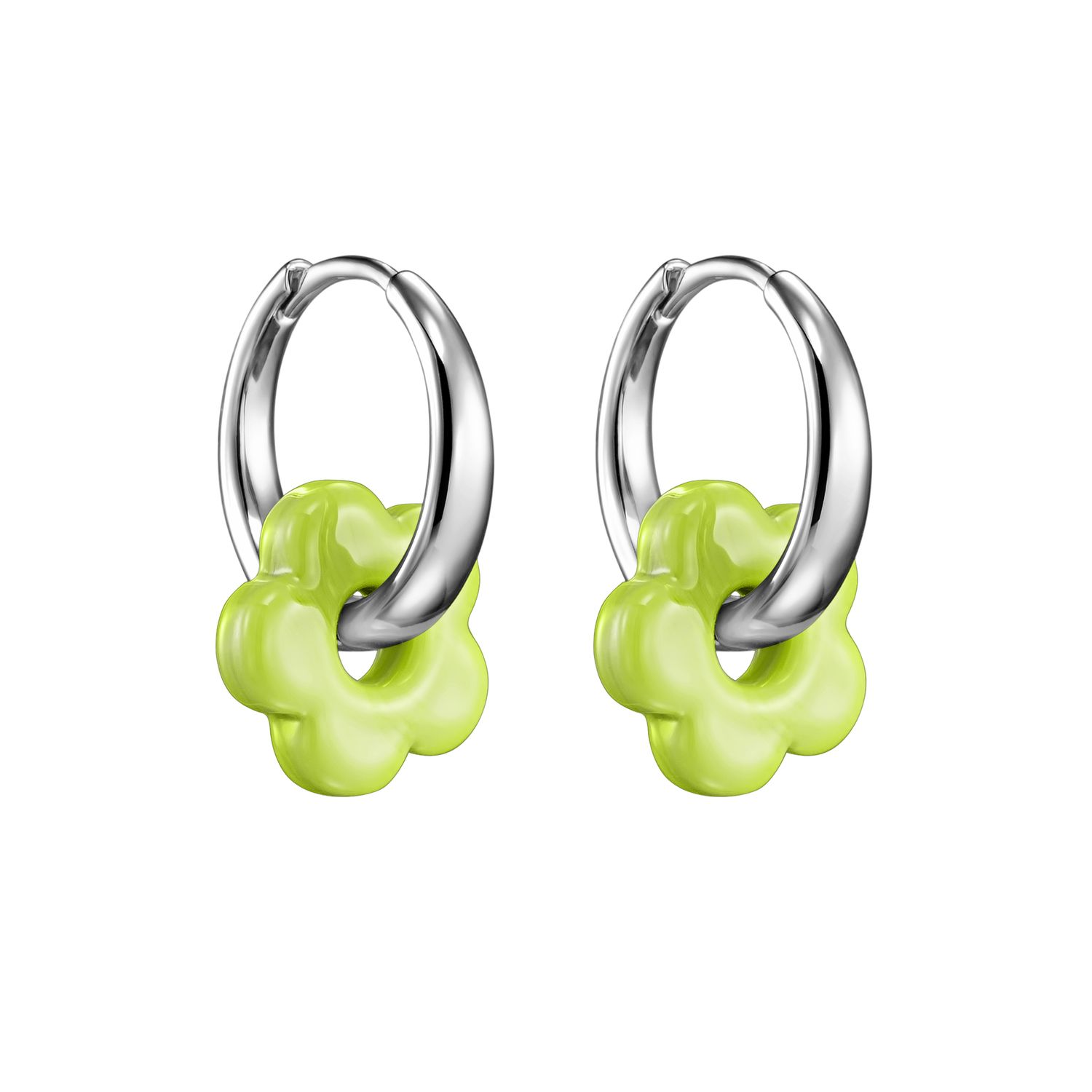 Серьги Mini Bloom Freedom Silver-Green Earrings