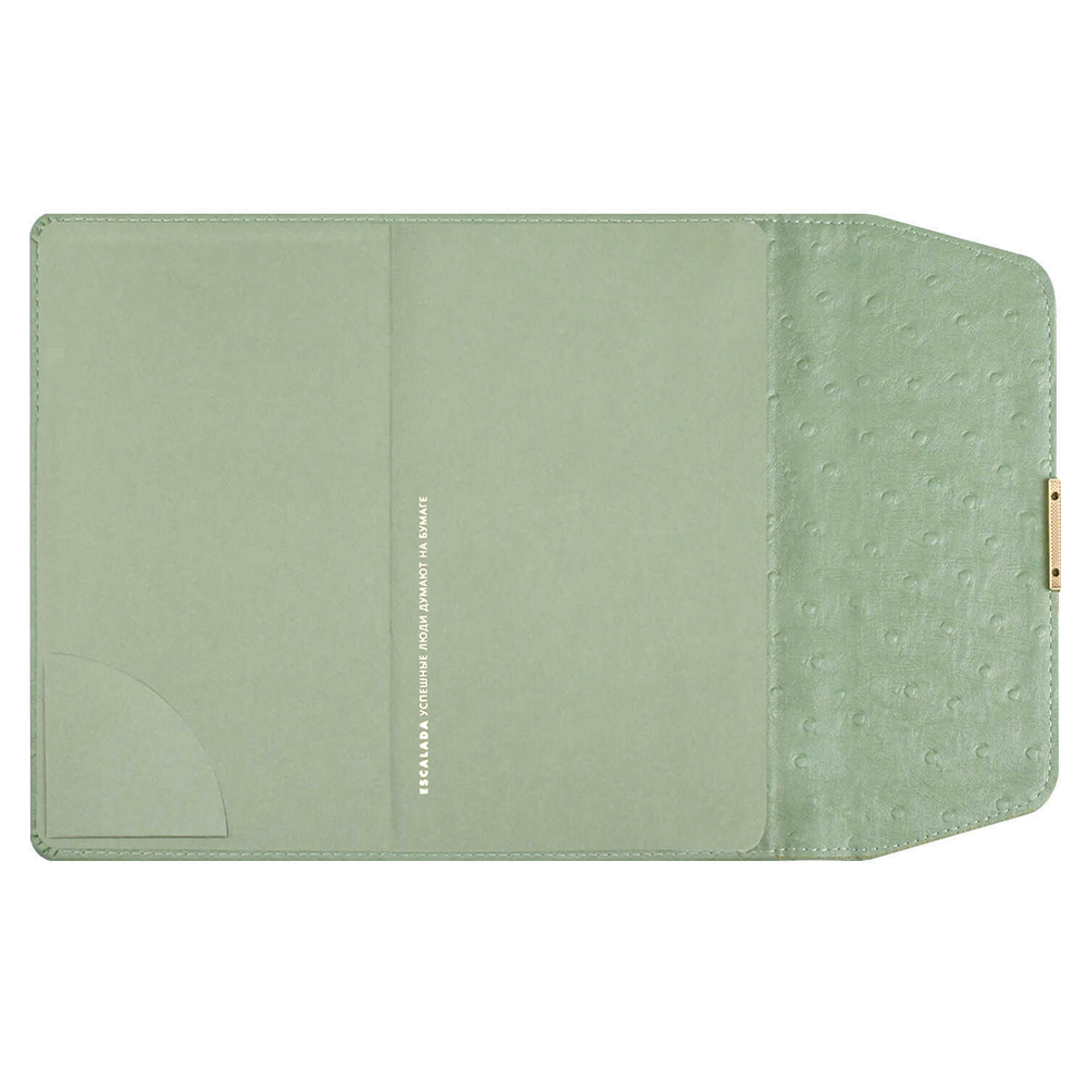 Ежедневник недатированный ESCALADA, А5, 160 л., арт. 70669/ 15 СТРАУС ОЛИВКОВЫЙ (кожзам: 126х211 мм, твёрдый переплёт, материал обложки: искусственная кожа "Страус"; способ крепления блока: ниткошвейный; декор: металлический шильд с декоративной мета