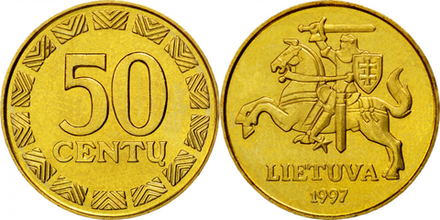 Литва 50 центов, 1997 - 2014 Рыцарь XF