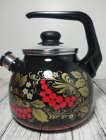 Чайник 3л сфер со свист Рябина черный с подпылом  4с209/я