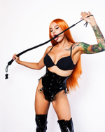 Черный кнут Scandal из натуральной кожи - 130 см. (Цвет: черный)