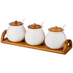 НАБОР САХАРНИЦ LEFARD "NATIVE" 3 ШТ. С ЛОЖКАМИ, 350 МЛ, НА ПОДСТАВКЕ 33,5*8,5*11,5 СМ (КОР=12НАБ.)