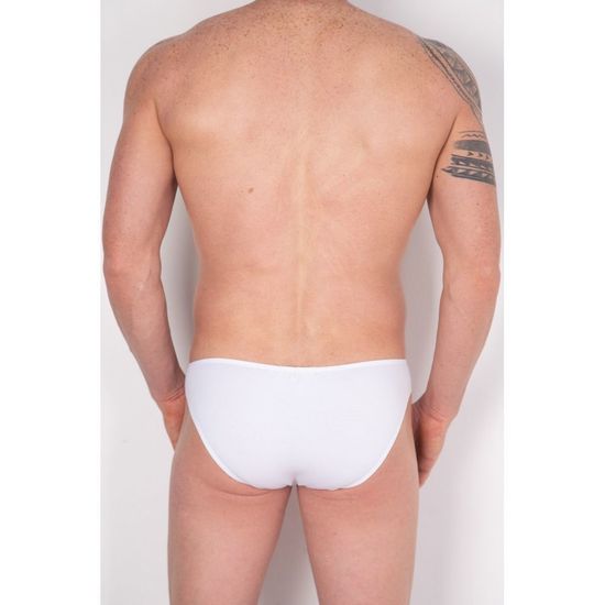 Мужские трусы брифы белые с розово-белой вставкой Cosmos Colors FM40_WP