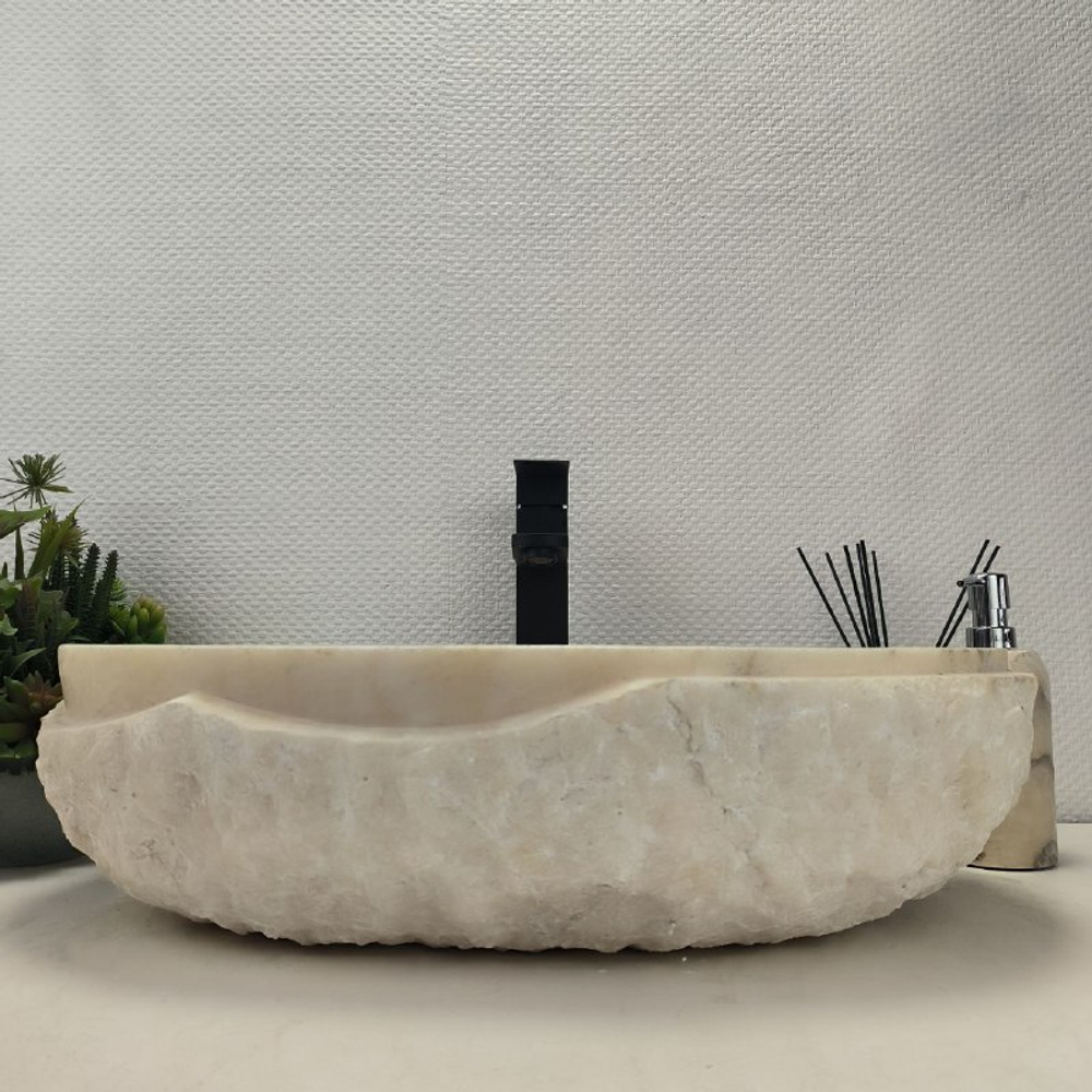 Раковина из оникса Oval White Marmo Wave OO-62537 58*38*15