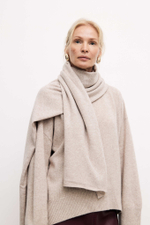 Шарф из кашемира и шерсти бежевый меланж