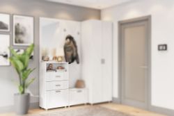 Обувница 2-ств с ящиком МС "Сандра" (Белый лофт)