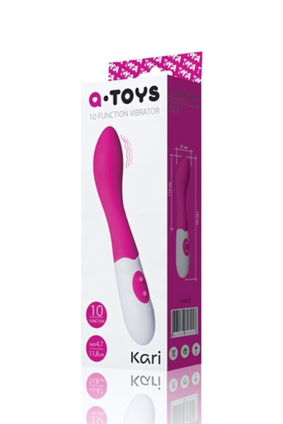 Вибратор с наклоненной головкой, стимулирующей точку G, KARI A-Toys, (10 режимов) (Цвет: розовый с белым)