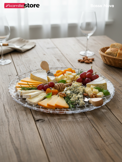 Набор круглых блюд 26 см. 2 шт. стекло плетеный узор, Bossa Nova