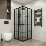 Душевое ограждение Niagara Eco NG-1008-14QKL (80х80х190) квадрат,раздвижное,черный,стекло клетка,1 место