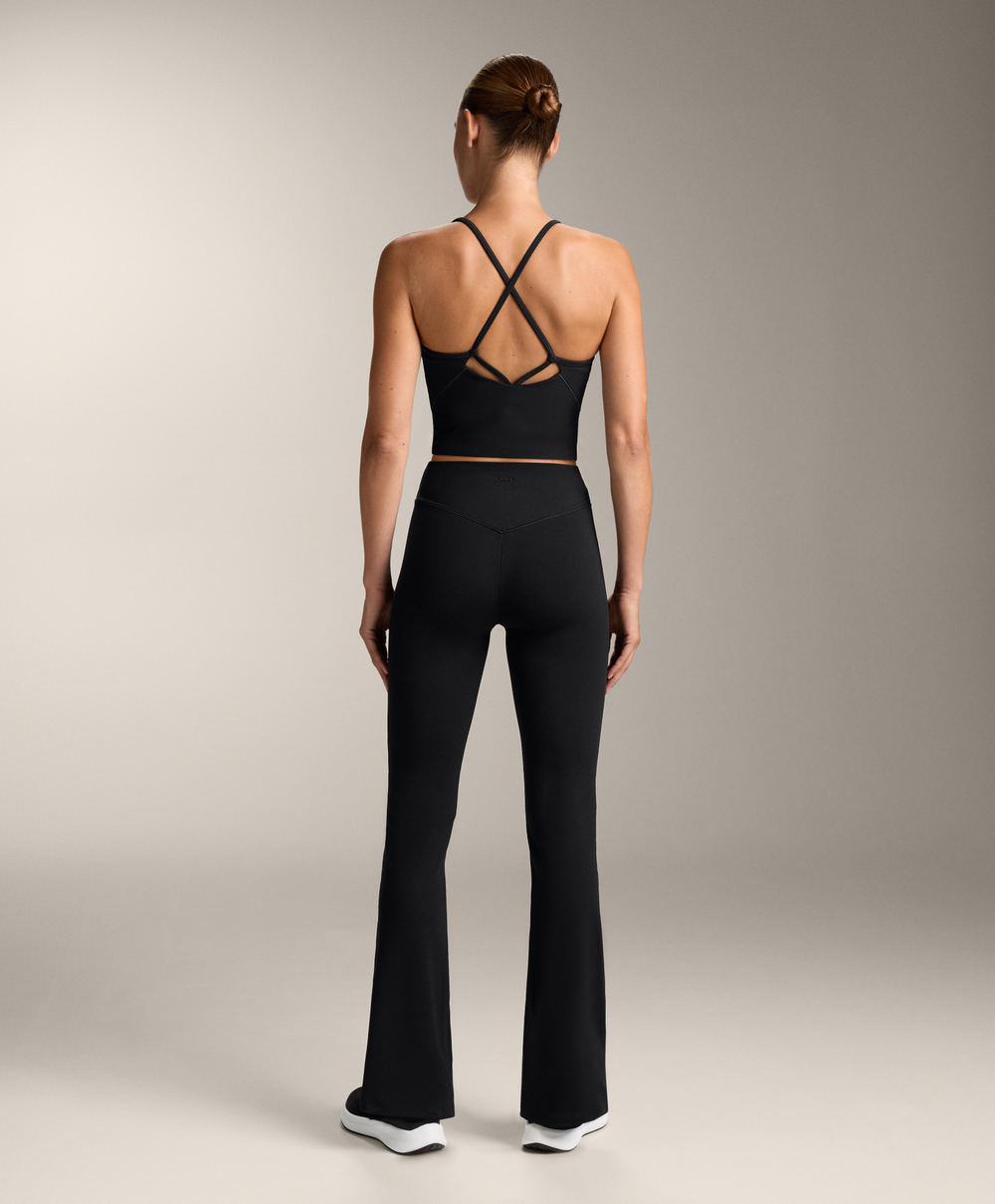 OYSHO Брюки-клеш с высокой посадкой Evermove, черный