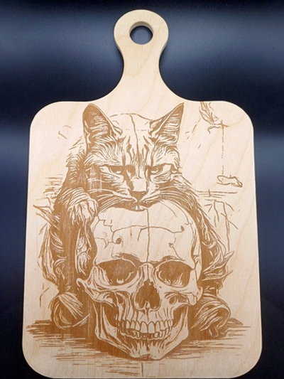 Доска разделочная Кот и Череп