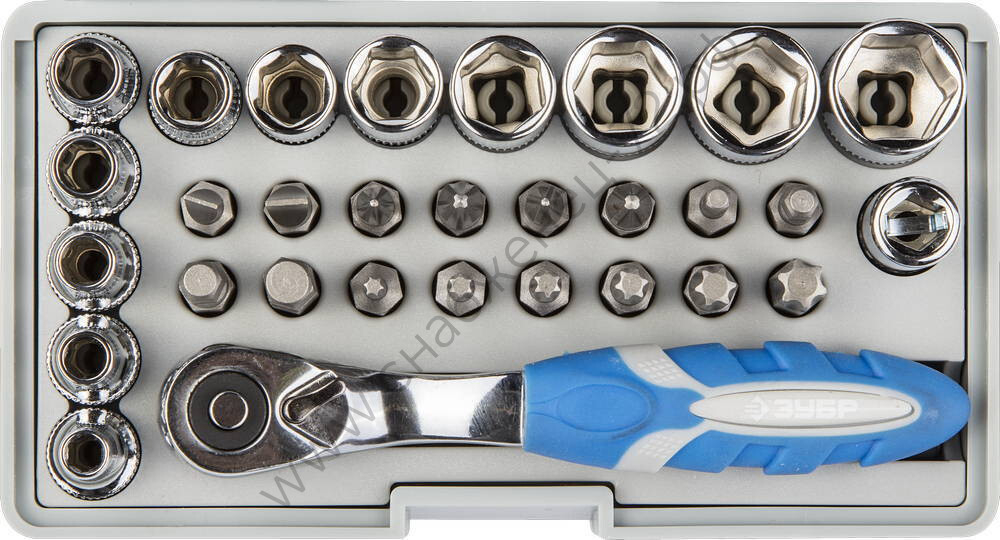 ЗУБР Эксперт 30 шт, Набор: трещотка, биты и торцовые головки (26054-H31)