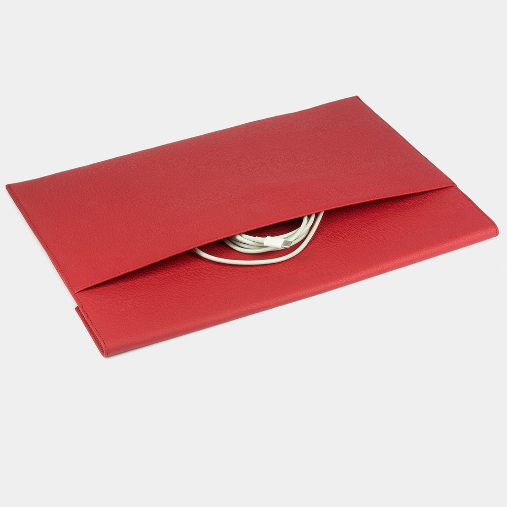 Чехол для докуметов и техники Maccase 17' из кожи теленка, красного цвета