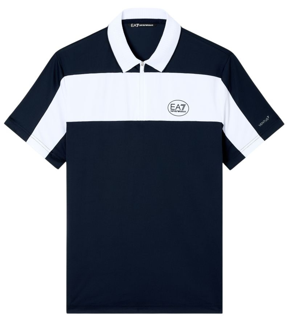 Теннисное поло EA7 Tennis Pro Zip-Up - armani blue