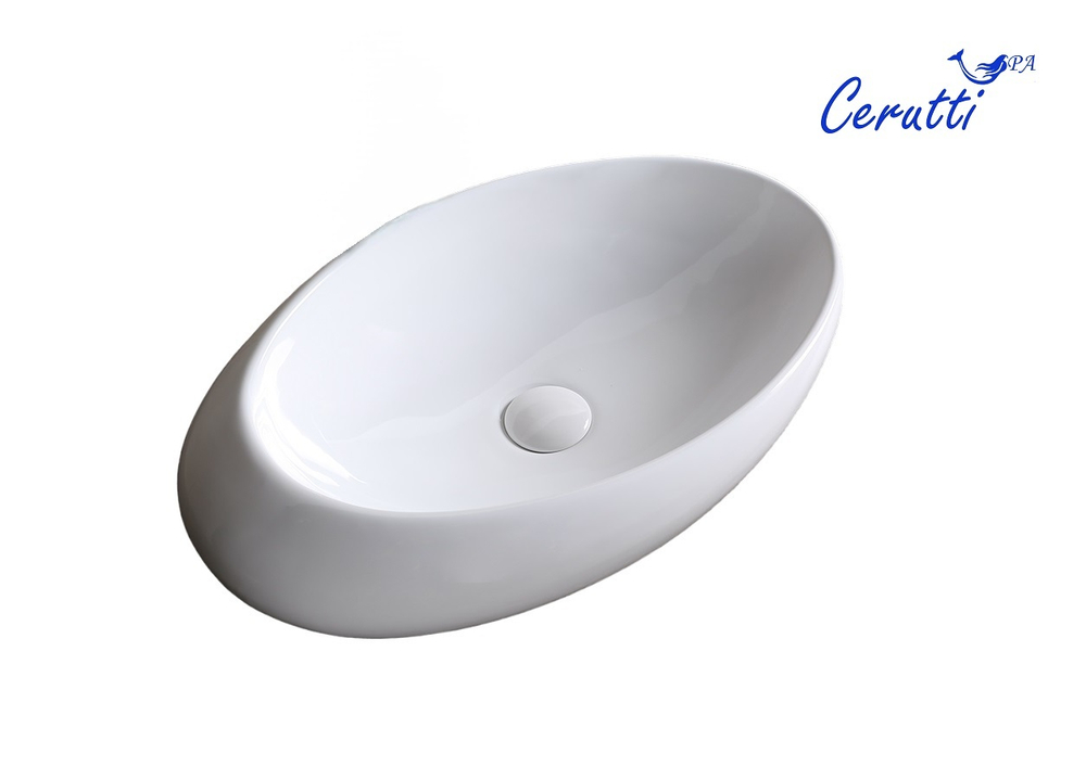 Раковина CR0058A накладная, белая, смещенный овал 480х300х140 Ceruttispa