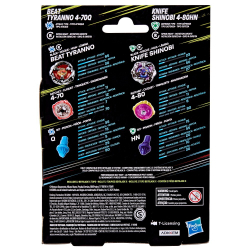 Hasbro Beyblade X - Бит Тиранно 4-70Q и Нож Шиноби 4-80HN 2-PAK пополнение G1542