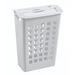 Корзина для белья с поворотной крышкой узкая 430х260х580 мм, 38л (белый)