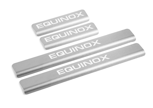 Накладки на пороги AutoMax для Chevrolet Equinox III поколение 2017-н.в., нерж. сталь, с надписью, 4 шт., AMCHEQU01