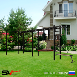 Уличная шведская стенка Sv Sport рукоход х 2 с комплектом турник прямой У52722.2 (Турник/Брусья/Стойка/Скамья/Гнездо 115см)