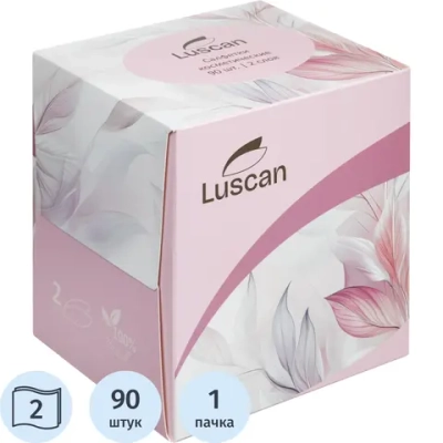 Салфетки косметические Luscan 2-слойные (90 штук в упаковке)