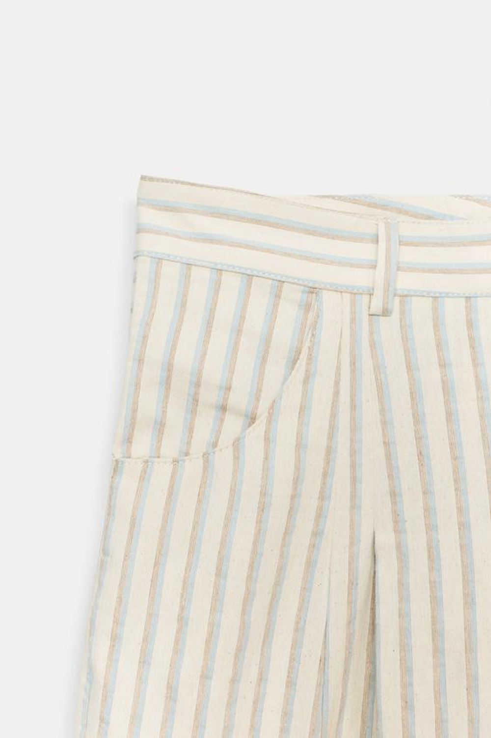 ZARA БРЮКИ БАРРЕЛЬ В ПОЛОСКУ — ZW COLLECTION, ЭКРЮ