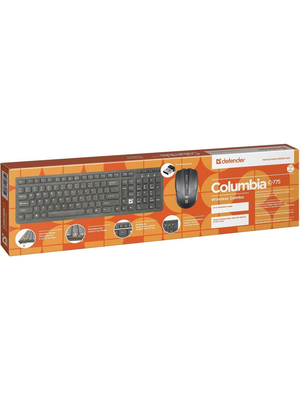 Defender Клавиатура + мышь Columbia C-775 RU черный [45775] {Беспроводной набор, мультимедиа}