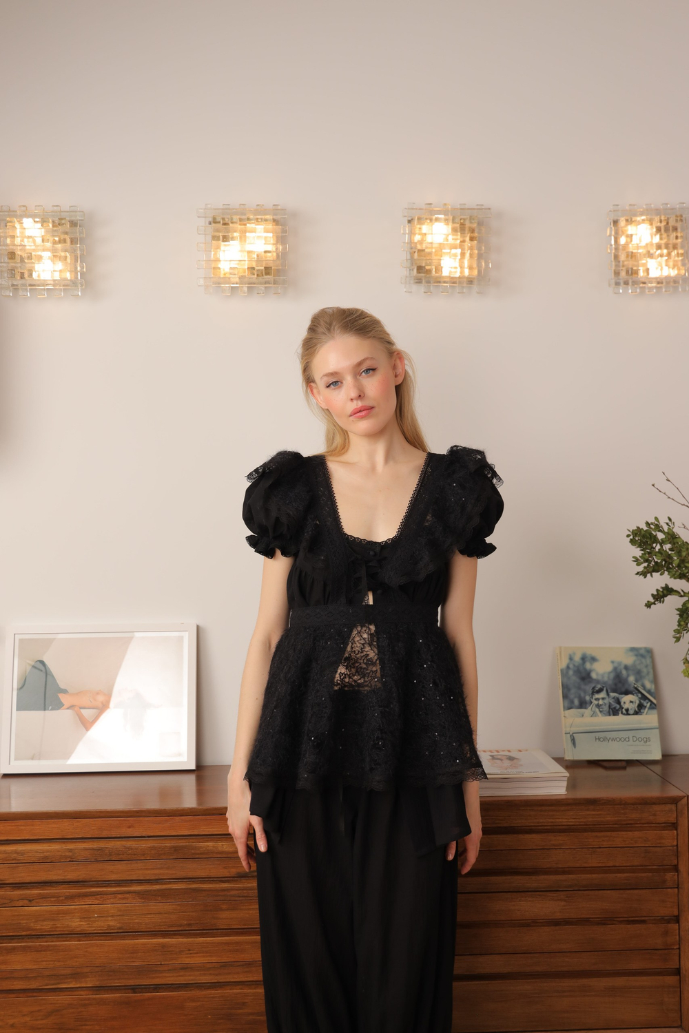 Фартук черный кружевной