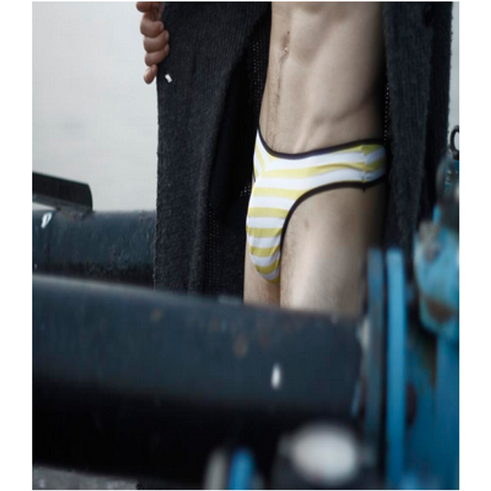 Мужские трусы g-стринги в желто-белую полоску Wild Milk Happy Stripes G-String