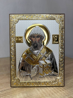 Спиридон, икона прямоугольная без рамки, красное дерево 150х200