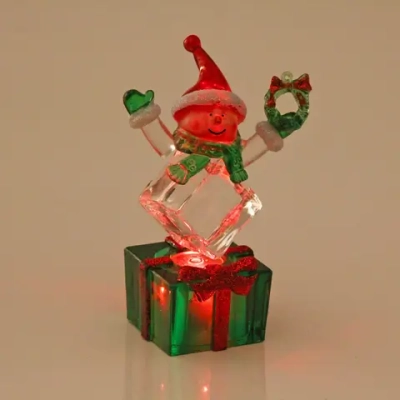 Сувенир с подсветкой «Снеговик с венком» 10,5 см