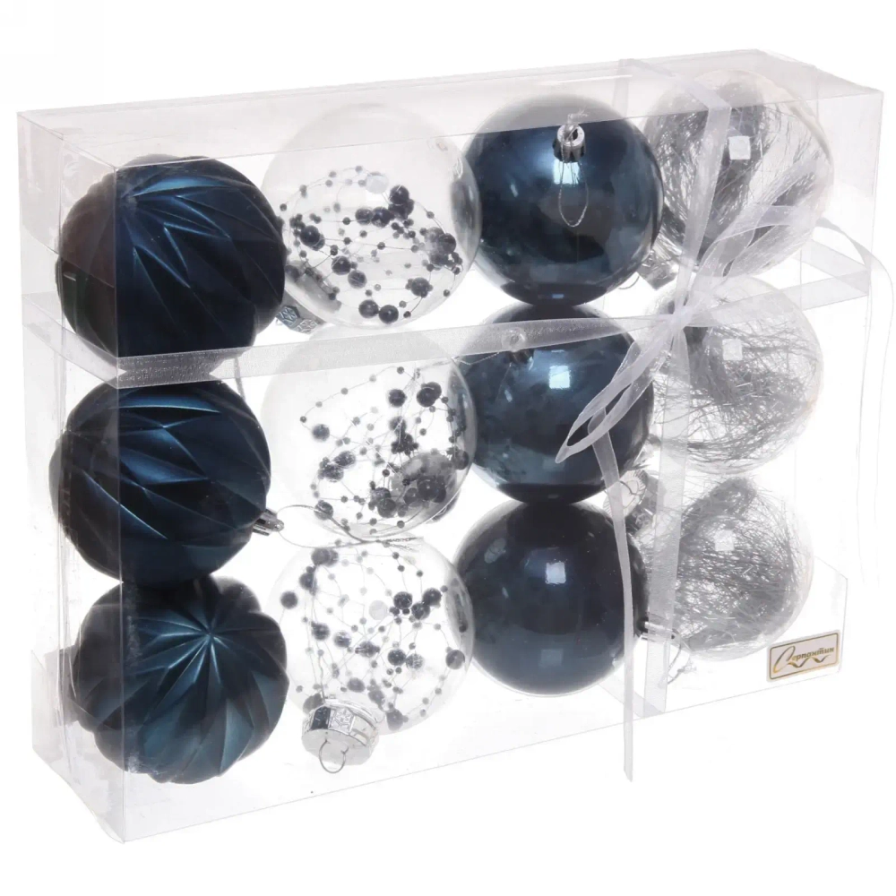 Набор шаров 8 см «Волшебство» (в наборе 12 шт), Сапфир